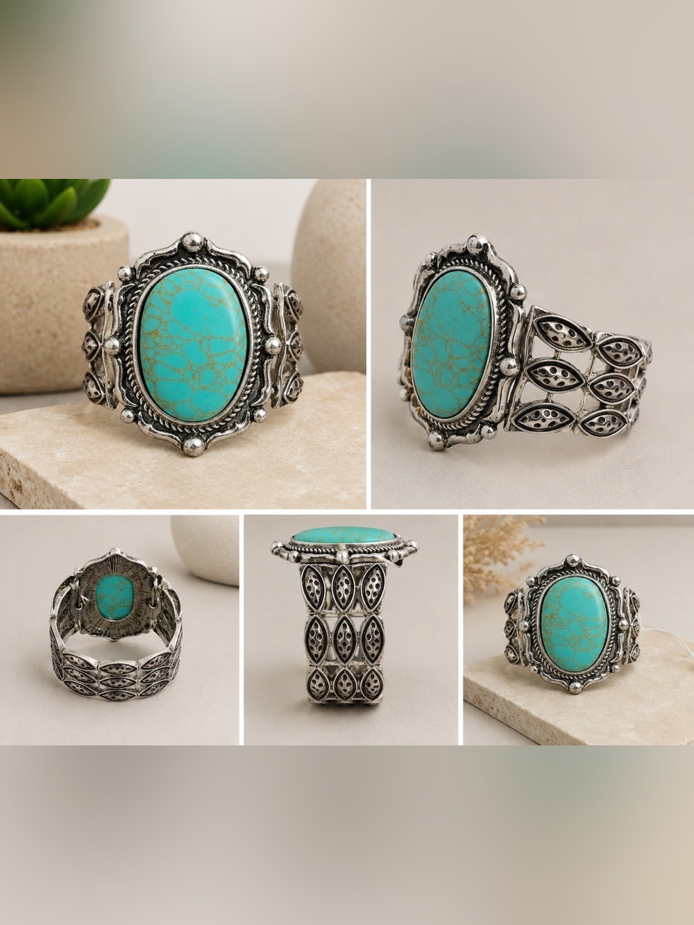 Piper K | Vintage Chic Southwestern Reconstituted Turquoise Stretch Bracelet